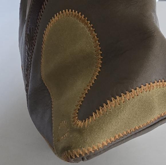 Lamarthe of Paris Leather Purse Gray Boho Flower Shoulder Bag French Designer - Picture 9 of 16